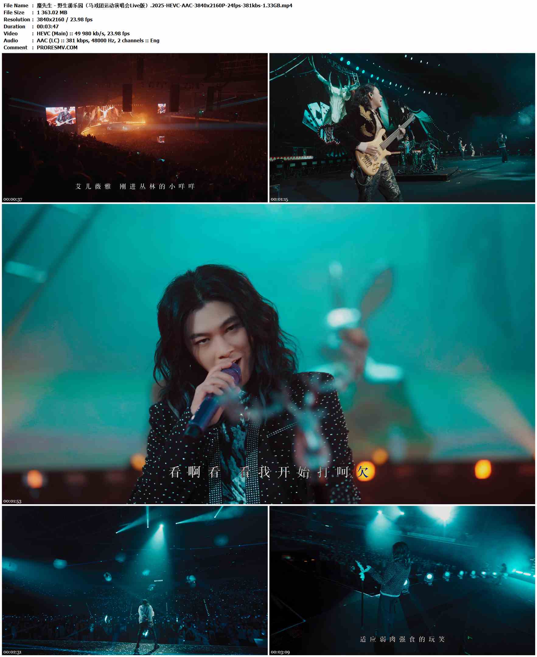 麋先生 - 野生游乐园（马戏团运动演唱会Live版）.2025-HEVC-AAC-3840x2160P-24fps-381kbs-1.33GB官方MV_高清MV